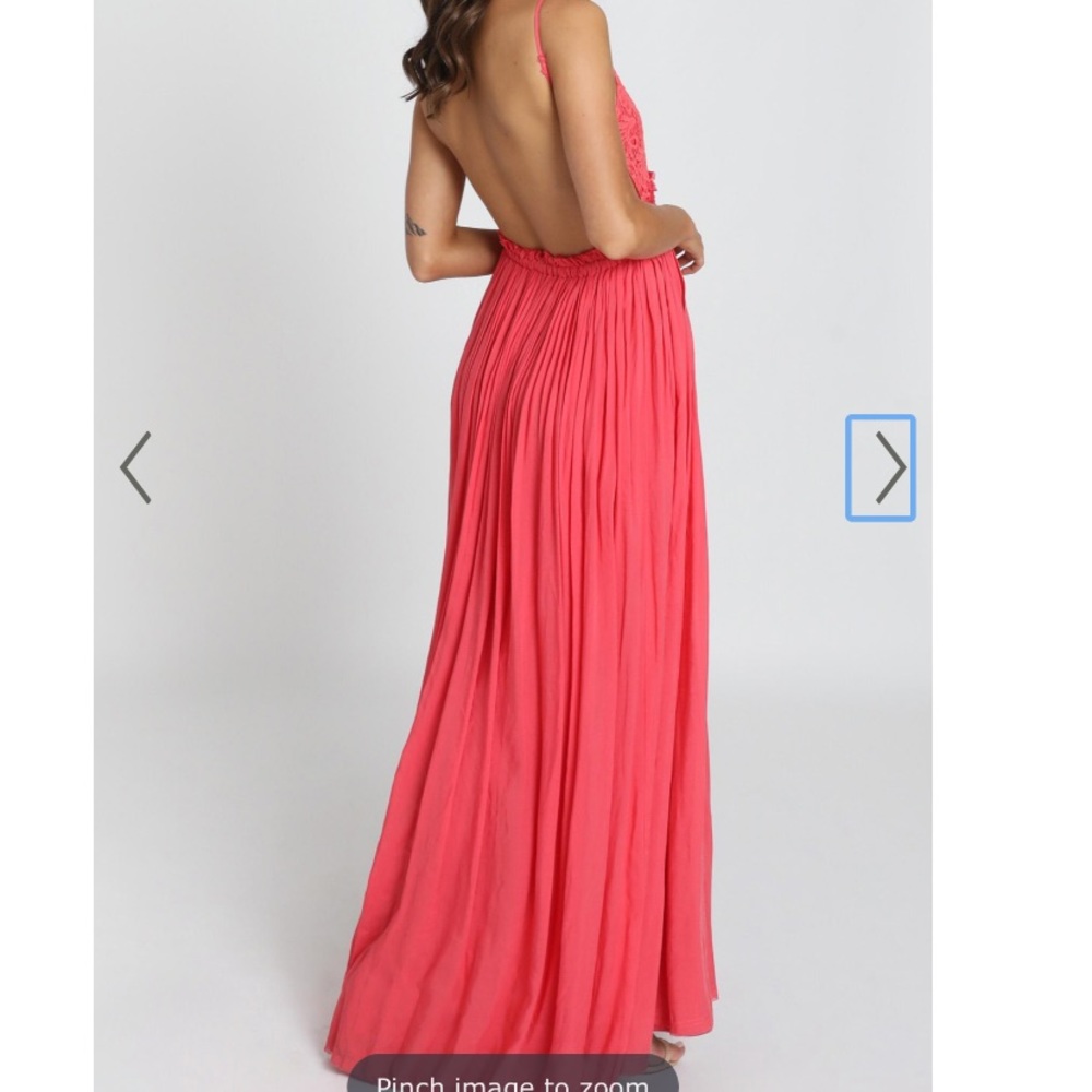 NWT WHEN IN ROME BACKLESS MAXI DRESS IN CORAL LACE - Picture 4 of 14